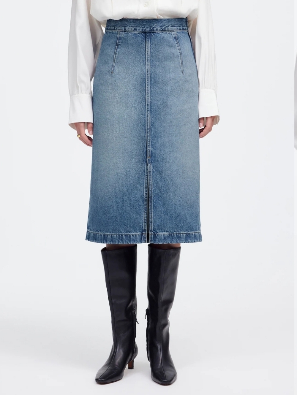 Madewell Denim Midi Pencil Skirt in Billings Wash Rigid